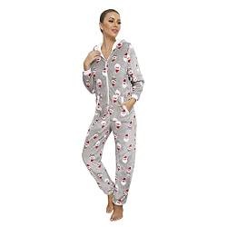 callmo Pyjama Damen Weihnachten Damen Jumpsuit Warme Strampler Fleece Overall Pyjama Schlafanzug Einteiler Flauschig Anzug & Reißverschluss, Kuschelig Warm Bunte Farben Set von callmo