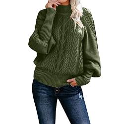 callmo Rollkragenpullover Damen Lang Damen Warme Pullover Sweater e Rundhals Einfarbig Strickpullover Winterpullover Baumwollpullover Winterpulli Stricksweater mit Knopfdetail von callmo