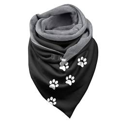 callmo Schal Damen Schwarz Damen Schal Dreieckschal Drucken Halstuch Scarf Soft Wrap Dreieckschal Lässige Wickelschal Frauen Herbst Winter Mehrzweckschal für Frauen Scarf von callmo