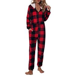 callmo Schlafanzug Damen Warm Jumpsuit Damen Winter Warm Overall Teddy Fleece Einteiler Onesie Schlafanzug Kuschelig Lang Pyjama Flauschig Weich Lang Schlafoverall Reißverschluss Homewear von callmo