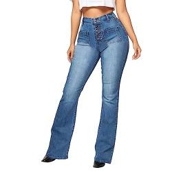 callmo Schlaghose Damen Jeans Wide Leg Baggy High Waist Stretch Bootcut Fit Denim Hose Mit SchnüRen 70Er Harajuku Jeanshose Flared Pants Wide Leg Hosen Boyfriend HüFtjeans Freizeithose von callmo