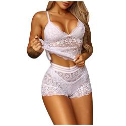 callmo Sexy Dessous Damen,Damen Dessous Set Unterwäsche Frauen Flirty Lingerie Sexy Babydoll Dessous Spitze BH und Slip Reizwäsche Push up BH + Panty + Strumpfhalter für Frauen von callmo