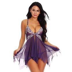 callmo Sexy Dessous Damen für Sexy Set Strapse Reizwäsche Dessous mit Strapse Unterwäsche Frauen Sexy Lingerie Woman BH Damen Ohne Träger Umstandsnachthemd Spitzen Weich Spitzenkleid Tanga von callmo