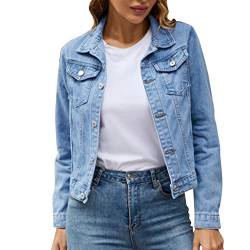 callmo Sommerjacke Damen Leicht Elegant,Damen Jeansjacke jeansjacken für damen übergangsjacke damen Vintage Jean Mantel Ripped Denim Jacken von callmo