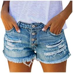 callmo Sport Shorts Damen,Damen Shorts Jeans Shorts mit Umschlag Kurze Sommer Hose zum Krempeln von callmo