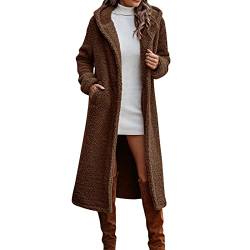 callmo Teddyfleece Jacke Damen, Mantel Damen Lang Winter Faux-Pelz Revers Jacke Parka Flauschige Outwear Winter Warm Lang Teddy Cardigan Oversize PlüSchjacke Winter Outwear Pelzjacke Pelzmantel von callmo