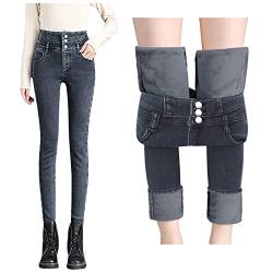 callmo Thermo Leggings Mädchen Damen Thermo Jeggings Treggings Große Größen Jeansoptik Leggings mit Gefütterte Thermoleggins High Waist Stretch Skinny Jeanshosen Strumphose Lange Thermohose Mädchen von callmo