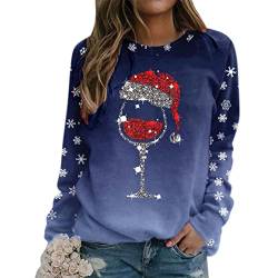 callmo Weihnachten Pullover Tops für Damen Weihnachtspullover Damen Weihnachts Sweatshirt Weihnachtspulli Muster Rundhals Weihnachtsprint Langarmshirt Weihnachtsshirt Damen Weihnachts Oberteile Damen von callmo