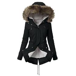 callmo Winterjacke Damen Warm Gefüttert Winter Lang Parka Jacke Mantel Mittellang Wintermantel mit Kapuze Dicke Fleecejacke Übergangsjacke Steppjacke Lange Große Größen Outdoorjacke Damenjacke von callmo