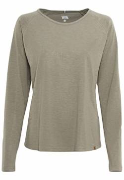 camel active Damen Basic Langarm T-Shirt mit Rundhalsausschnitt aus Reiner Baumwolle Khaki Womenswear-L von camel active