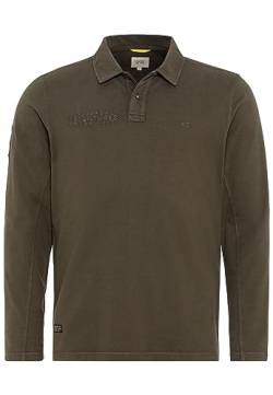 camel active Herren Langarm-Poloshirt aus Reiner Baumwolle Dunkel Khaki menswear-3XL von camel active