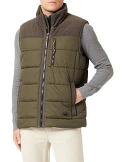 camel active Herren Outdoor Weste mit Stehkragen und Cordbesatz Dunkel Khaki menswear-52 von camel active