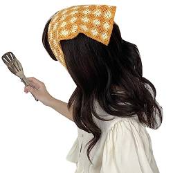 Boho Häkeln Schal Stirnband für Mädchen Dreieck Kopftuch Hohl Bandannas Turban Kopfbedeckung Frauen Foto Kopftuch Zubehör von caoxhenr