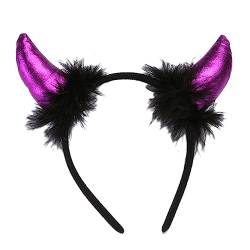 Furry Horns Hairhoop Teufelshorn Haarband Anime Cosplay Kostüm Party Requisiten Kopfschmuck Halloween Stirnband Zubehör von caoxhenr