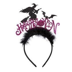 Shinning Pailletten Hexe Stirnband Plüsch Haar Hoop Halloween Party Kopfschmuck Cosplay Haarschmuck für Damen Teenager von caoxhenr