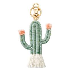 caoxhenr Boho Kaktus Schlüsselanhänger Wandbehang Ornament Heimdekoration Zubehör Quaste Makramee Schlüsselanhänger Taschenanhänger für Frauen Mädchen, B von caoxhenr