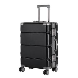 caoxinlei Koffer Einfarbiger Koffer, Trolley-Koffer, Universal-Rad-Boarding-Koffer, Aluminiumrahmen-Koffer, Passwort-Koffer Suitcase (Color : Black, Size : 28in) von caoxinlei