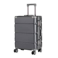 caoxinlei Koffer Einfarbiger Koffer, Trolley-Koffer, Universal-Rad-Boarding-Koffer, Aluminiumrahmen-Koffer, Passwort-Koffer Suitcase (Color : Gray, Size : 20in) von caoxinlei