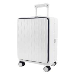 caoxinlei Koffer Koffer mit Frontöffnung, geräuschloser Universal-Rollen-Boarding-Koffer, 24-Zoll-Trolley-Koffer mit Passwortschloss Suitcase (Color : White, Size : 18in) von caoxinlei
