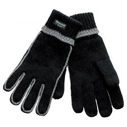 capsforfriends H-COM-1 gestrickte Thinsulate Handschuhe mit Fleecefutter - Fingerhandschuhe für Damen und Herren L XL schwarz grau von capsforfriends