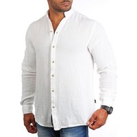 CARISMA Langarmhemd Herren Sommer Hemd trendig luftig grob gewebt retro Look 9171/8567 Regular Langarm Stehkragen Uni von carisma