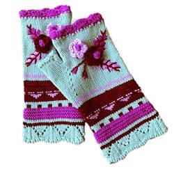 carol -1 Damen Fingerlose Fäustlinge Winter Handschuhe Winter Warm Fingerhandschuhe Fingerlos Halb Handschuhe Strick Handschuhe Bunt Armstulpen Fingerlose Pulswärmer für Mädchen, Weihnachts Geschenk von carol -1