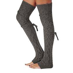 carol -1 Stulpen Damen Lange Winter Beinwärmer Gestrickt Verdicken Beinstulpen Basic Leg Warmer Gestrickte Overknee Damen Stulpen - 1 Paar Extralang Bis Oberschenkel für Ballett, Fitness, Yoga von carol -1