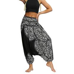 carol -1 Super Weiche Harem Yoga Pilates Hosen, Damen Haremshose Beiläufig Lose Breites Bein Hippie Hose-Hohe Taille BohemienStil Tanzen Yoga Pilates Hosen, Pumphose Aladin Haremshose Hippie Muster von carol -1