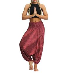 carol -1 Super Weiche Harem Yoga Pilates Hosen, Damen Haremshose Beiläufig Lose Breites Bein Hippie Hose-Hohe Taille BohemienStil Tanzen Yoga Pilates Hosen, Pumphose Aladin Haremshose Hippie Muster von carol -1