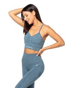 carpatree - Sport BH Damen, Seamless Sportbh, Bustier Sport BH Starker Halt mit Geregelte Saiten, Bra mit Gepolstert Abnehmbare Pads, mit Dichtes Gewebe für Yoga Fitness Gym Workout - Blau von carpatree