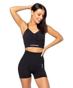 carpatree - Sport BH Damen, Seamless Sportbh, Bustier Sport BH Starker Halt mit Geregelte Saiten, Bra mit Gepolstert Abnehmbare Pads, mit Dichtes Gewebe für Yoga Fitness Gym Workout - Schwarz von carpatree