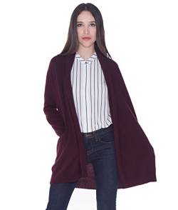 cashmere 4 U 100% Kaschmir Loose Fit Lang Strickjacke für Damen S, Black Cherry(Rot) von cashmere 4 U