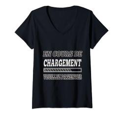 Damen EN COURS DE CHARGEMENT VEUILLEZ PATIENTER, Französisch T-Shirt mit V-Ausschnitt von casual interesting patterns
