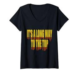 Damen Es ist ein langer Weg nach oben, fließender Texteffekt T-Shirt mit V-Ausschnitt von casual interesting patterns