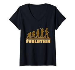 Damen Évolution, Französisch, menschliche Evolution T-Shirt mit V-Ausschnitt von casual interesting patterns