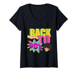 Damen Zurück in die 90er Jahre, Retro-Muster, brillante Farben, 90er-Jahre-Tanzsaal T-Shirt mit V-Ausschnitt von casual interesting patterns