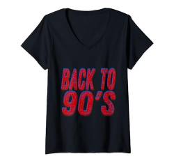 Damen Zurück zu den 90er-Jahren, Retro-Muster, brillante Farben T-Shirt mit V-Ausschnitt von casual interesting patterns