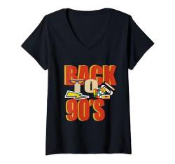 Damen Zurück zu den 90er-Jahren, Retro-Muster, brillante Farben T-Shirt mit V-Ausschnitt von casual interesting patterns