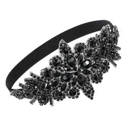ccHuDE 1920er Jahre Strass Stirnband Vintage Braut Hochzeit Kopfschmuck Retro Elegant Elastisch Haarband Sparkle Haar Stirnband Schwarz von ccHuDE