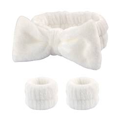 ccHuDE Stirnband-Set für Gesichtswäsche, weiches Spa-Stirnband, Handgelenkhandtücher, Make-up, Hautpflege, Stirnbänder, Handgelenkbänder, Weiß, 3 Stück von ccHuDE