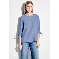 Cecil Klassische Bluse Cecil Chambray Bluse in Linen Chambray Blue (1-tlg) Schleife von cecil