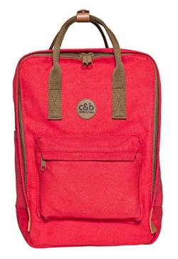 cecilia&bens Canvas Rucksack Damen Herren Schulrucksack Notebook bis 14 Zoll und A4 Blöcke, Farbe:rot von cecilia&bens