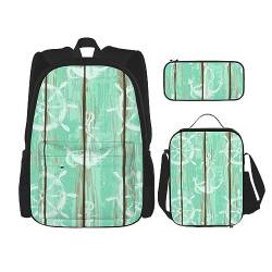 3 Stück Rucksack, Aquarell Pfauen Paar Blumen Rucksack Mittagessen Tasche Bleistift Fall Reise Laptop Rucksack Büchertasche Lunchbox Thermo Kühler Tote Bag Kulturbeutel Für Arbeit Picknick Reisen von cfpolar