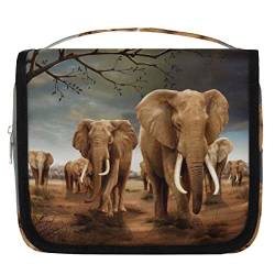 Afrika Wildlife Elefant hängende Reise-Kulturtasche, tragbare Make-up-Kosmetiktasche für Frauen mit Aufhängehaken, wasserabweisendes Kulturset, Organizer für Toilettenartikel, Dusche, Badezimmer, von cfpolar