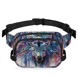 Animal Zebra Lion Painting Fanny Pack for Men Women, Waterproof Travel Square Waist Bag Pack, Crossbody Chest Belt Bum Sling Shoulder Bag Purse for Hiking Cycling Running Travel, Multi89, 9x2.5x6.1 in von cfpolar