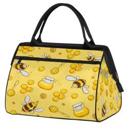 Bee Honey Honeycomb Turnbeutel für Damen und Herren, Reise-Sporttasche mit Trolleyhülle, wasserdichte Sporttasche, Weekender, Übernachtungstasche, Tragetasche für Reisen, Fitnessstudio, Sport, von cfpolar