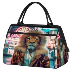 Charming Lion Coat Travel Sports Bag for Women Essentials Customized Name Carry On Duffel Gym Bag Personalized Accessories Large Tote Weekender Bag Ladies Beach Waterproof Bag, Farbe: 321, von cfpolar
