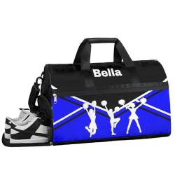 Cheerleading Cheer Turnbeutel für Mädchen und Frauen, personalisierbar, mit individuellem Namen, Sporttasche, Reisetasche, Tanztasche, Wochenendtasche, Übernachtungstasche, Cheer Dance Blue, 19.7x von cfpolar