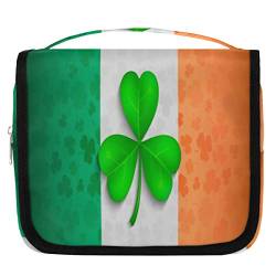 Clover Leaf Irland Flag Hanging Travel Toiletry Bag, Portable Makeup Cosmetic Bag for Women with Hanging Hook, Water-resistant Toiletry Kit Organizer for Toiletries Shower Bathroom Cosmetics von cfpolar