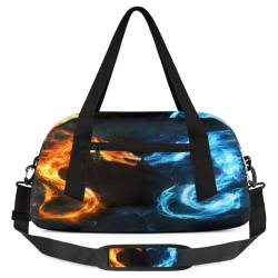 Fighting Flame Dragons Kinder-Duffle-Tasche, leicht, wasserabweisend, faltbar, Sporttasche, Wochenendtasche, Übernachtung, Handgepäcktasche für Schule, Praxis, Reisen, Jungen und Mädchen, Mehrfarbig von cfpolar